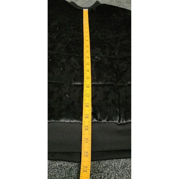 Juicy Couture Black Velvet Puffer Bomber Jacket Gold Zipper Charm‎ L NEW EXC - Picture 8 of 9